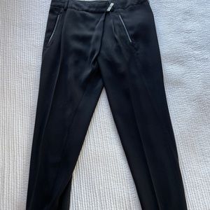 Vince Polyester Black Pants w/ Leather Accents